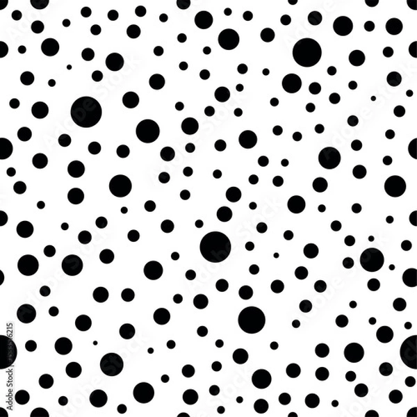 Fototapeta Polka dot black and white seamless vector pattern