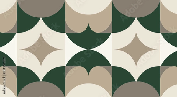 Fototapeta Geometric seamless pattern in earthy tones for eco packaging and branding

