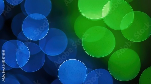 Fototapeta Abstract Blue Green Circles Background, Bokeh Effect, Modern Minimalist Design, HD Digital Art Wallpaper