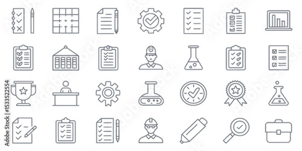 Fototapeta Monochrome Exam and Examination Line Icon Set — Testing and Academic Assessment

