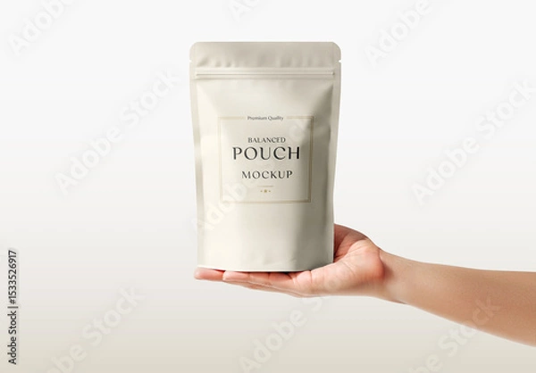 Fototapeta Stand-Up Pouch Mockup with Hands