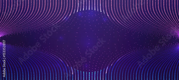 Fototapeta Abstract background with vertical lines and dots fading into a purple space