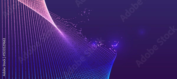 Fototapeta Abstract background featuring wavy lines with pink and blue gradient colors