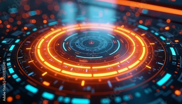 Obraz Futuristic digital interface in neon colors, technology concept for visionary designs