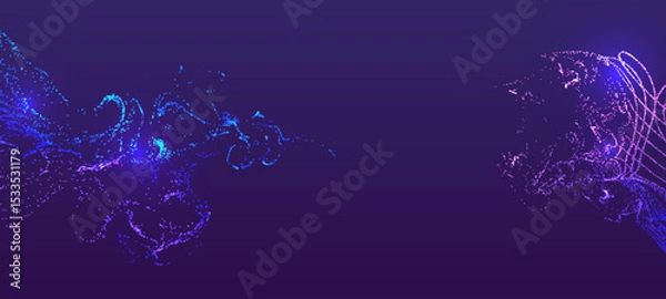 Fototapeta Abstract purple background with blue and pink particle formations on the sides