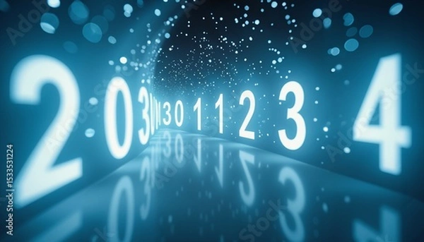 Obraz Futuristic numeric tunnel in blue, represents astrology numerology, digital mysticism