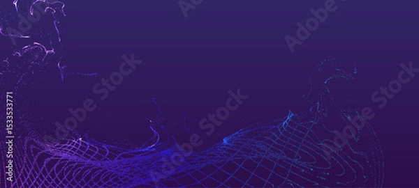 Fototapeta Abstract purple and blue background with flowing grid and particle effects