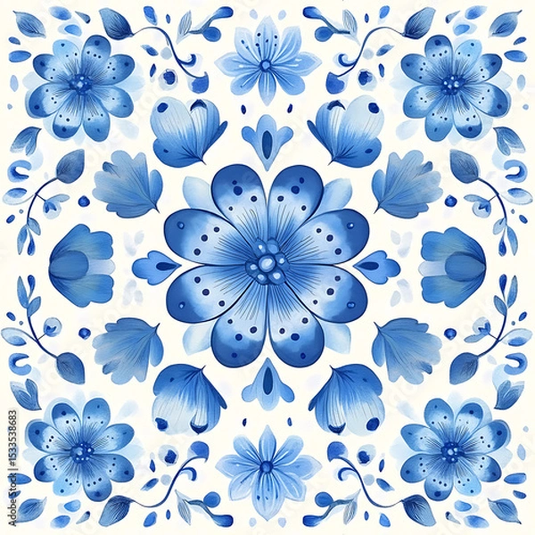 Obraz Seamless tile patterns combining cultural, modern, and botanical inspirations for commercial vector.