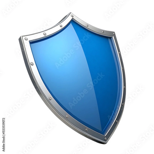 Obraz Blue metal shield icon isolated on transparent background