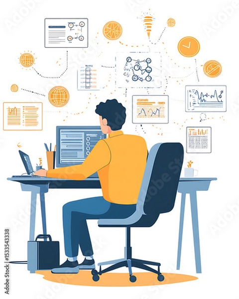 Obraz A comprehensive visual concept of office syndrome symptoms.