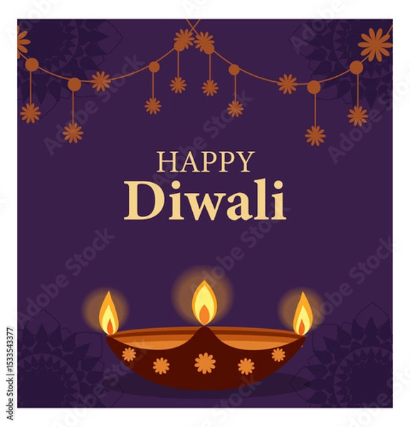 Obraz Happy Diwali Vector Illustration Set - Diyas, Fireworks & Festive Graphics-06