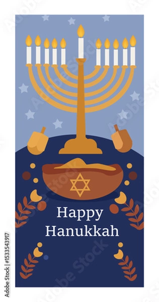 Obraz Happy Hanukkah Banner Vector Set - Festival of Lights-04