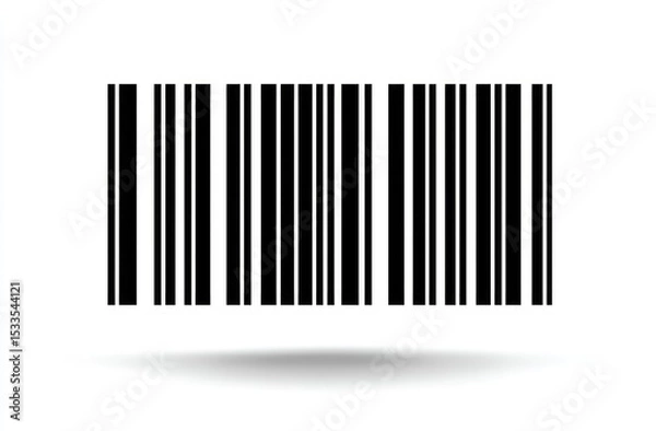 Fototapeta A simple black and white barcode with a subtle drop shadow, isolated on a white background