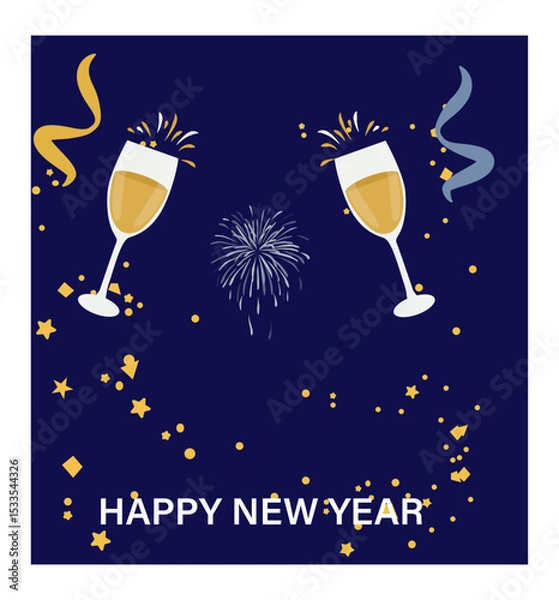 Obraz Happy New Year Vector Social Media Post Templates - Fireworks & Countdown-03