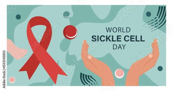 Obraz Visual World Sickle Cell Day Illustration with Blood Cells and DNA-04