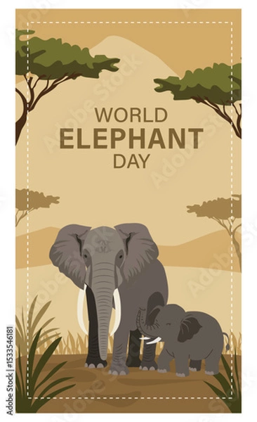 Obraz World Elephant Day Illustration Set-03