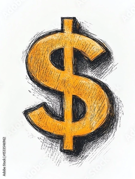 Obraz Hand-drawn illustration of a dollar sign.