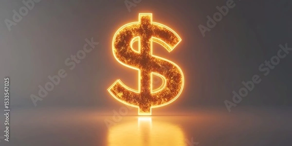 Obraz Glowing gold dollar sign. Finance concept.
