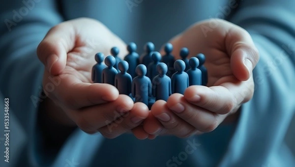 Fototapeta Protecting and caring for a group of people