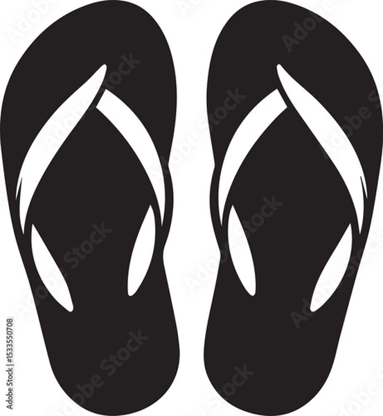 Obraz Black and White Flip-Flops Vector Silhouette	

