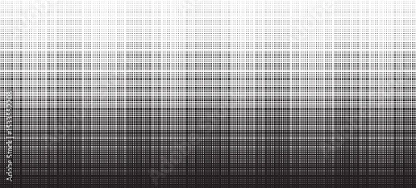 Fototapeta Dotted halftone gradient seamless border. Vector screentone raster effect backdrop. Black fading polka dot bg. Dots gradation repeat pattern. Comic pop art background monochrome overlay wallpaper
