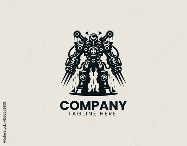 Obraz Destructive Robot Powerful Machine Apocalyptic Cybernetic Force Vector Logo Design