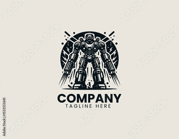 Obraz Destructive Robot Powerful Machine Apocalyptic Cybernetic Force Vector Logo Design
