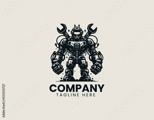 Obraz Destructive Robot Powerful Machine Apocalyptic Cybernetic Force Vector Logo Design