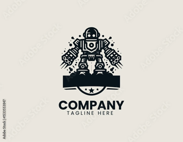 Obraz Destructive Robot Powerful Machine Apocalyptic Cybernetic Force Vector Logo Design