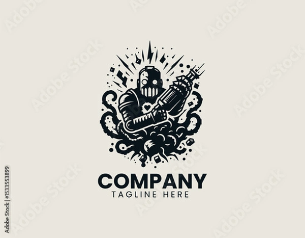 Obraz Destructive Robot Powerful Machine Apocalyptic Cybernetic Force Vector Logo Design