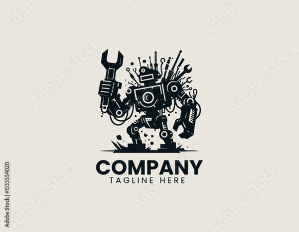 Obraz Destructive Robot Powerful Machine Apocalyptic Cybernetic Force Vector Logo Design