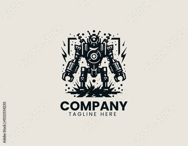 Obraz Destructive Robot Powerful Machine Apocalyptic Cybernetic Force Vector Logo Design