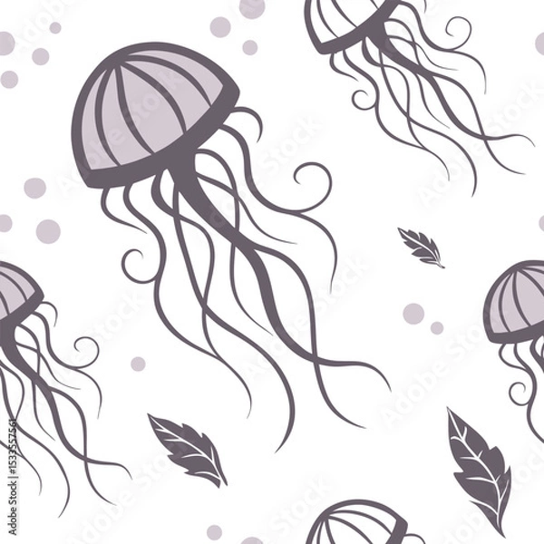 Fototapeta Soft abstract smoke curls in vector form, muted lavender and gray on white