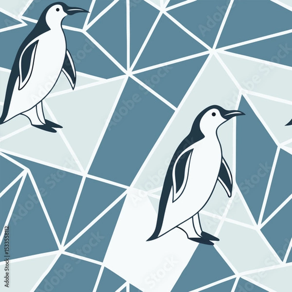 Fototapeta Iceberg abstraction in vector, sharp white triangles and cold blue water