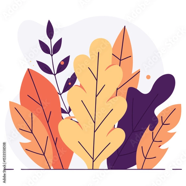 Fototapeta Layered leaves vector design, rich autumn tones in overlapping flat layers