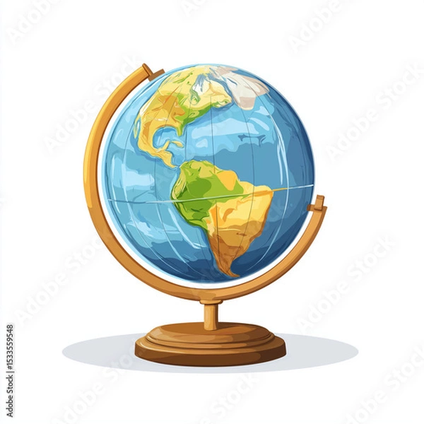 Fototapeta A beautifully illustrated globe, perfect for educational or travel-themed projects, showcasing the continents and oceans in vivid detail.