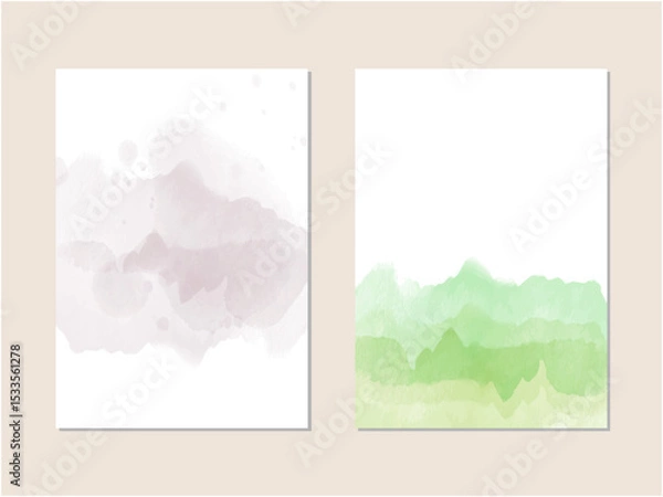 Obraz 抽象的でモダンな水彩風のナチュラルな背景素材セット