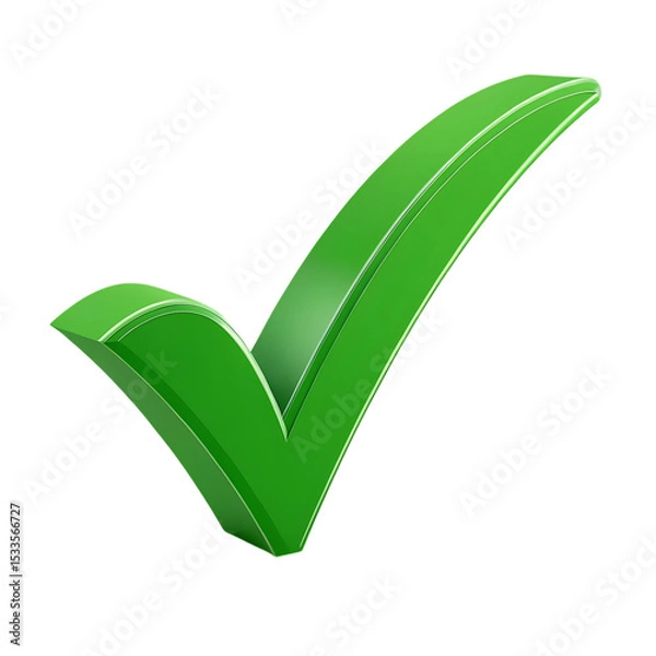 Obraz 3d green check mark icon isolated on transparent background