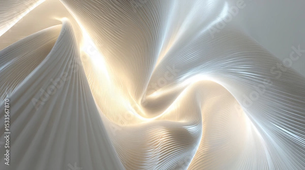 Fototapeta Abstract gradient particle waves seamlessly flowing with soft purple light and bokeh. Orange and blue digital waves. Technology, engineering, science, and artificial intelligence background