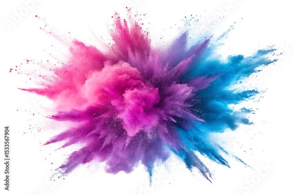 Obraz Vibrant pink and blue powder explosion isolated on transparent background