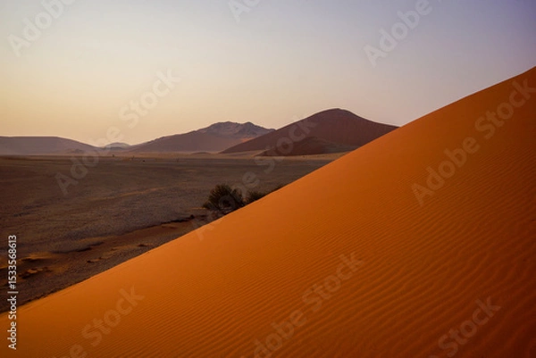 Fototapeta View from Dune 45 at dawn, Sossusvlei, Namib-Naukluft, Namibia