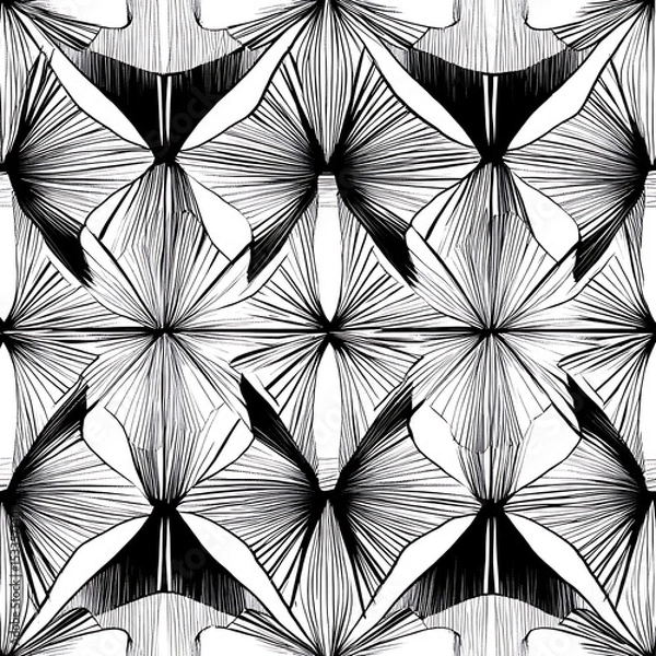 Fototapeta Seamless floral tile patterns combining cultural, modern