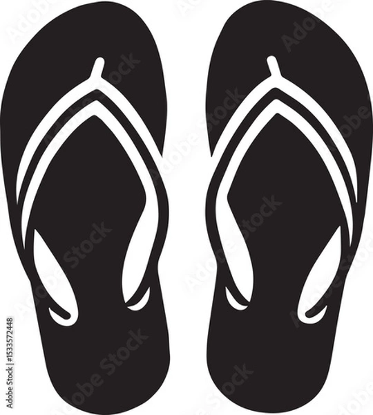 Obraz Black and White Flip-Flops Vector Silhouette	

