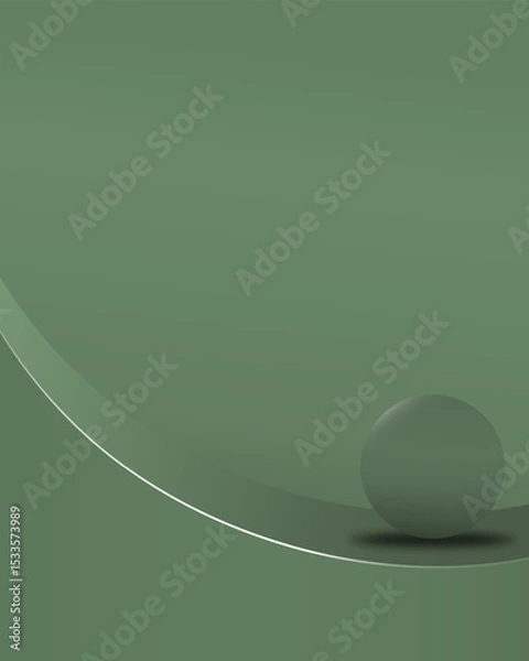 Fototapeta Minimalist Green Abstract Background with 3D Sphere