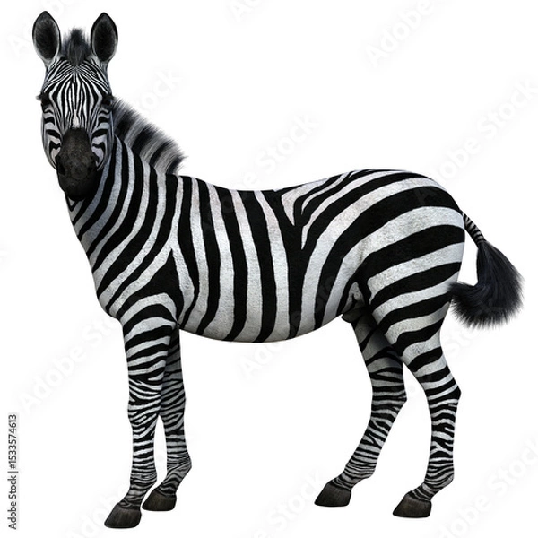 Obraz Zebra standing isolated. High resolution 3d render on a transparent background. No AI used