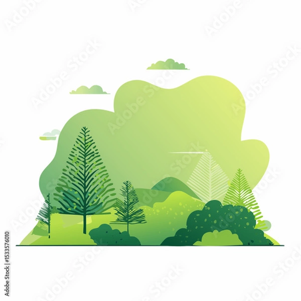 Fototapeta Fresh green blobs to calm corporate decks.