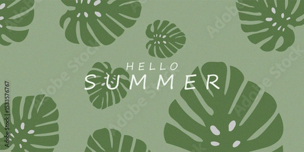 Fototapeta Hello Summer Background with Tropical Monstera Leaves

