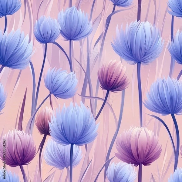 Fototapeta A seamless pattern with magical chives, mesmerizing and vibrant. Art Deco meets modern luxury in this minimalist design, soft colors 