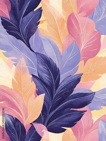 Fototapeta A seamless pattern with magical cilantro, mesmerizing and vibrant. Art Deco meets modern luxury in this minimalist design, soft colors