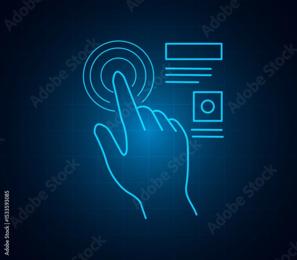 Obraz Futuristic Tech Interface Icons  AI, Cyber, Data Security Set